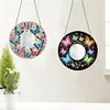 2pcs/set DIY Flowers Hanging Mirror Diamond Art Wall Door Decoration Kit