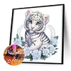 Diamond Painting -DIY Round Drill Wreath White Tigers
