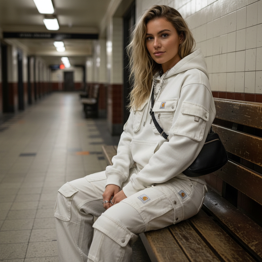 Street Style Multi-functional Multi-pocket Retro Washed Hooded Sweatshirt