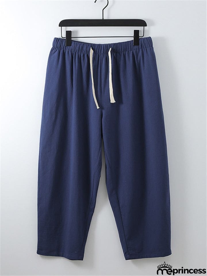 Laid-Back Style Notched Neck Button Detailing Soft Cotton Set T-Shirt + Drawstring Pants