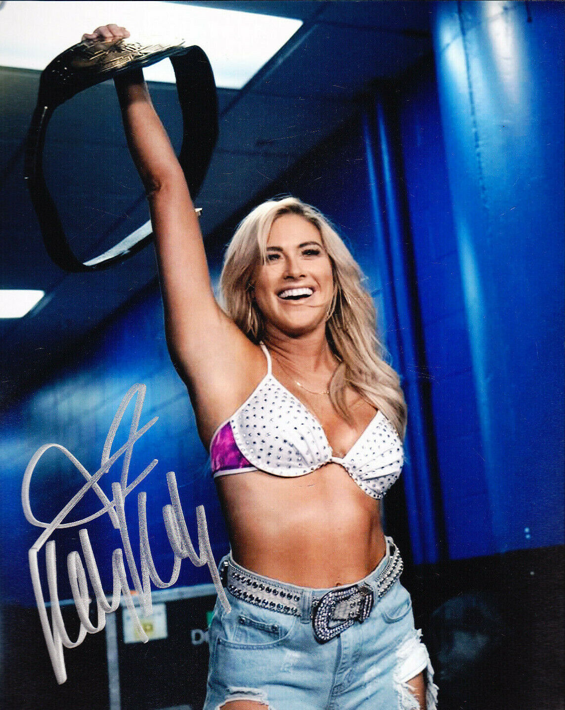 KELLY KELLY SIGNED AUTOGRAPH WWE WWF WCW 8X10 Photo Poster painting COA WRESTLING DIVA WITH BELT