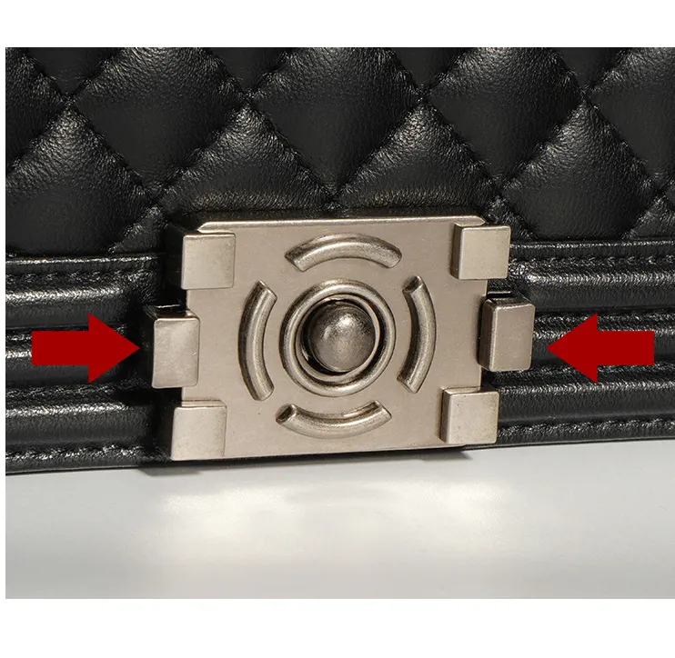 Calfskin Ruthenium Finish Metal Black Large Handbag-vocosishoes