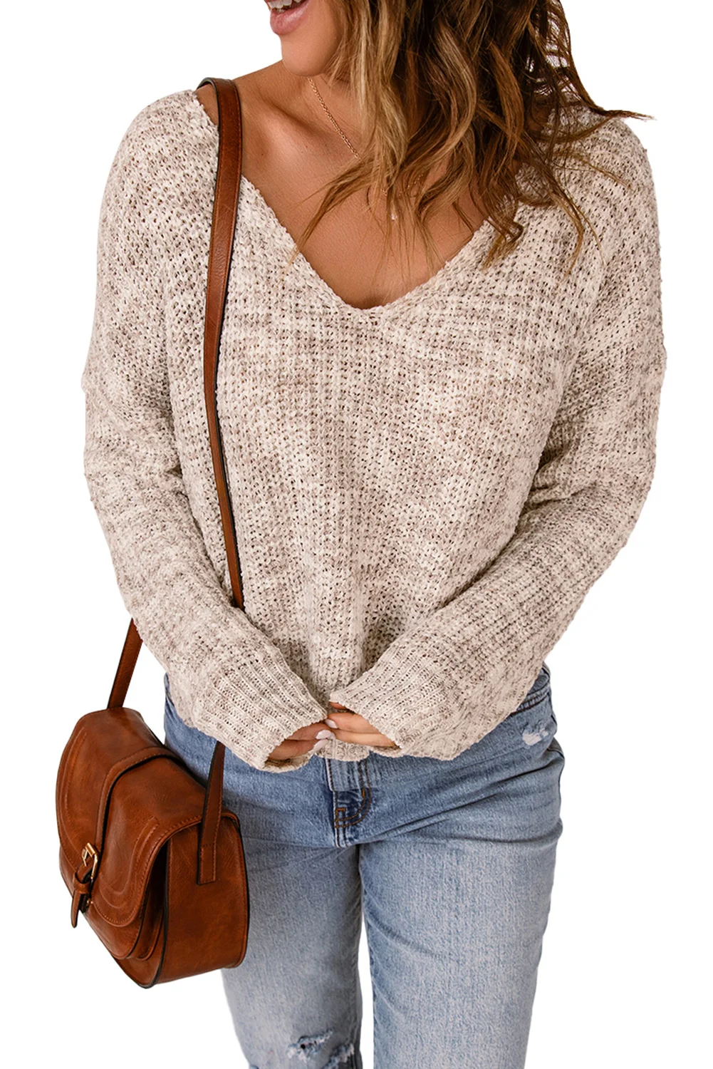 Pink Heather Knit Pullover Sweater