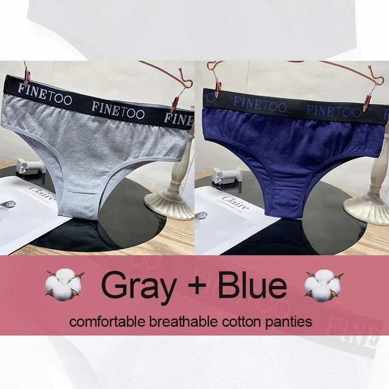 M-XXL Women's Panties Cotton Underwear Sexy Lingerie Panties Female Underpants Briefs Intimates Finetoo Cotton Pantys 2PCS/Set