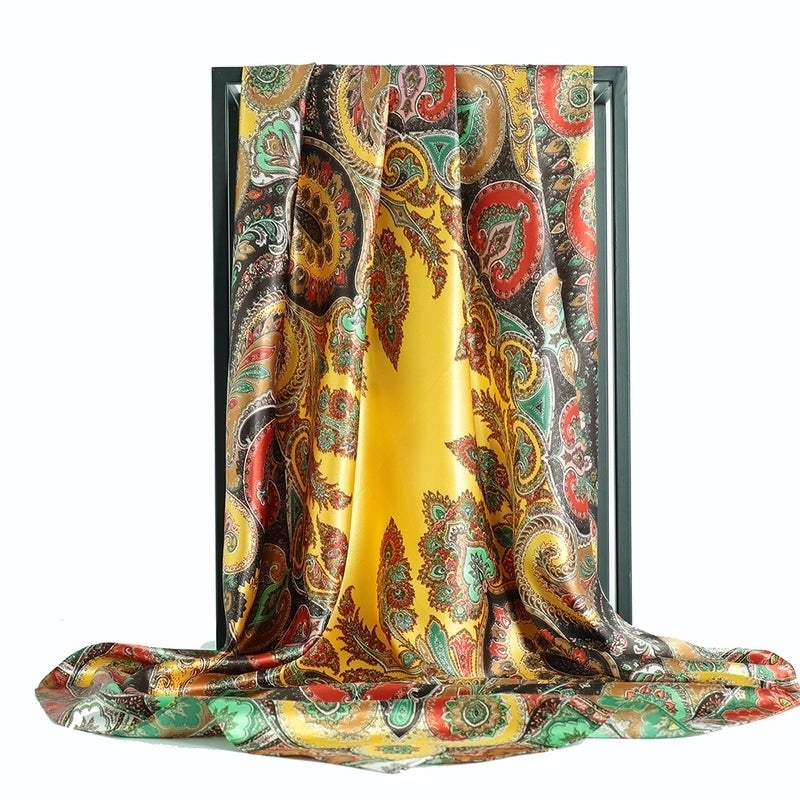 Women’s Minimalist Flower Satin Printing Scarves & Gloves