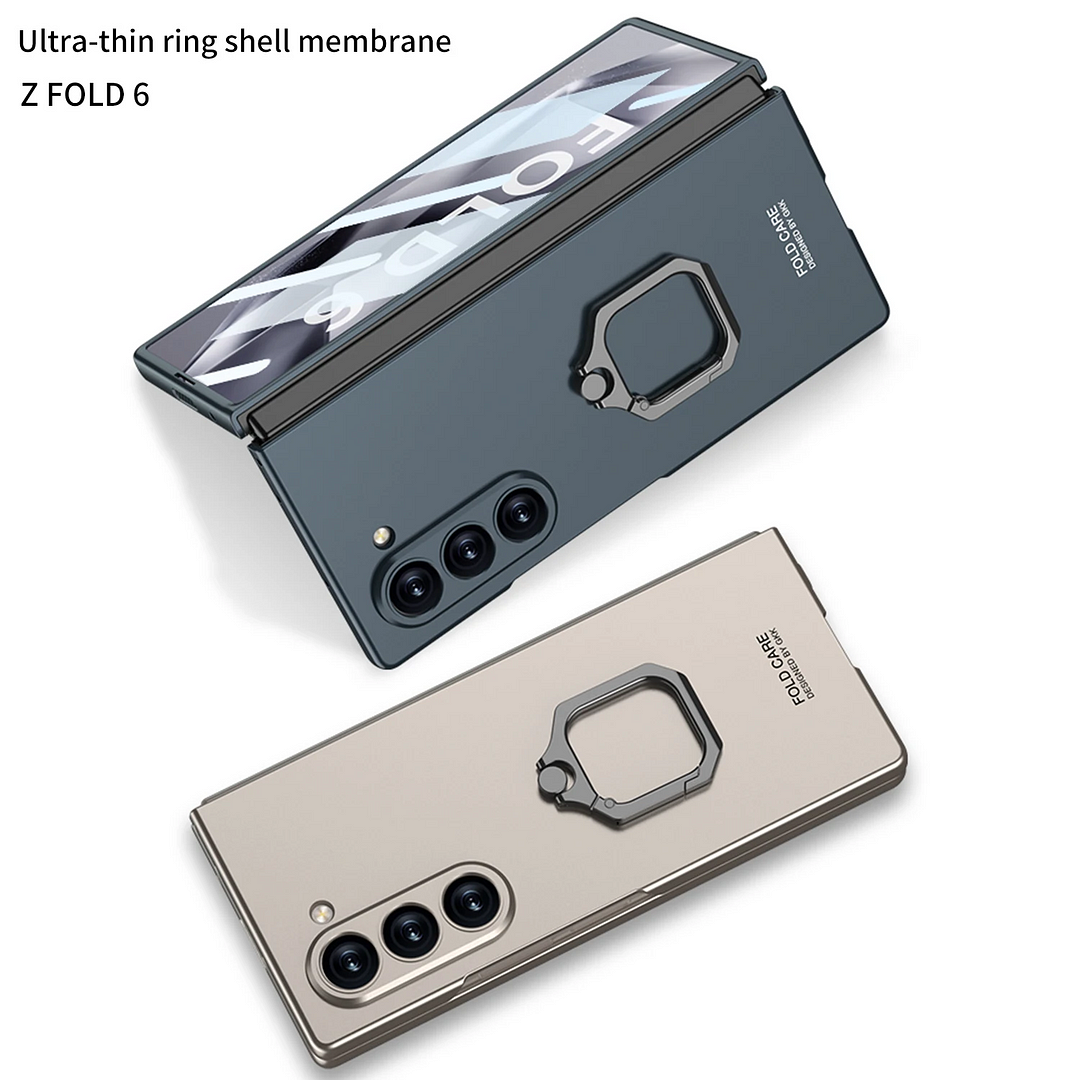 Ultra Thin Hard PC Shockproof Matte Phone Cover for Samsung Galaxy Z Fold 6   Ring Holder
