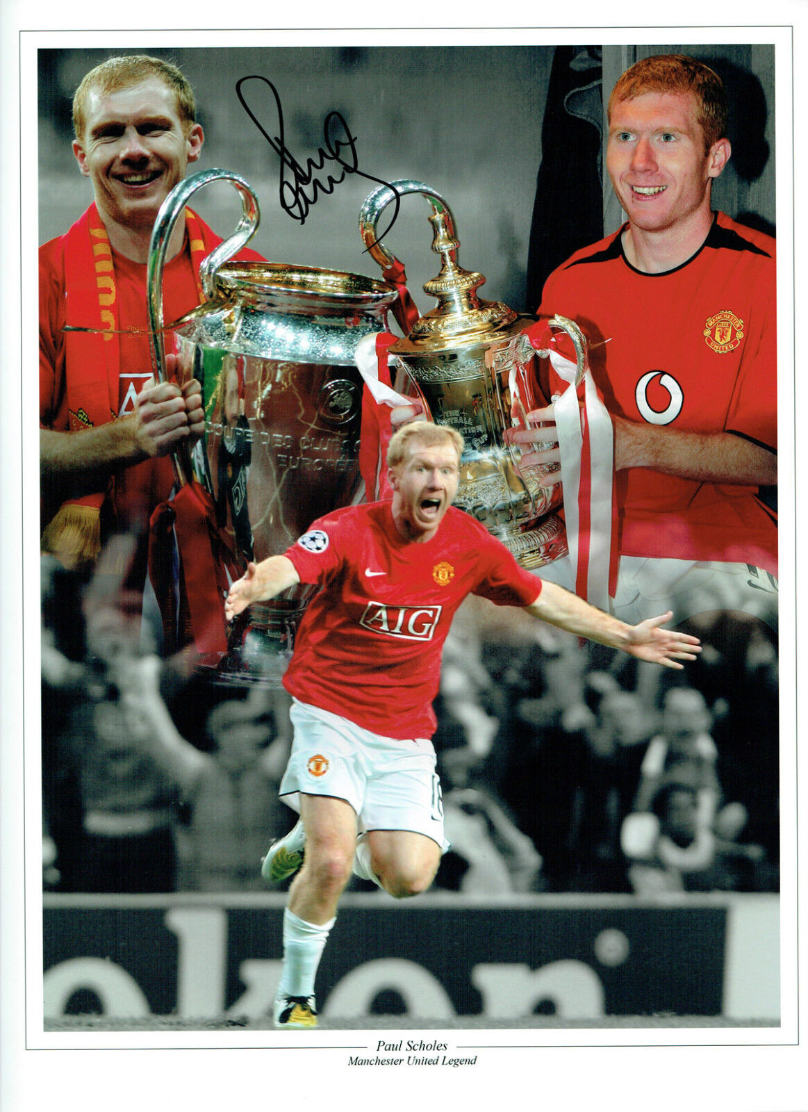 Paul SCHOLES Signed Autograph 16x12 Montage Photo Poster painting AFTAL COA Manchester United