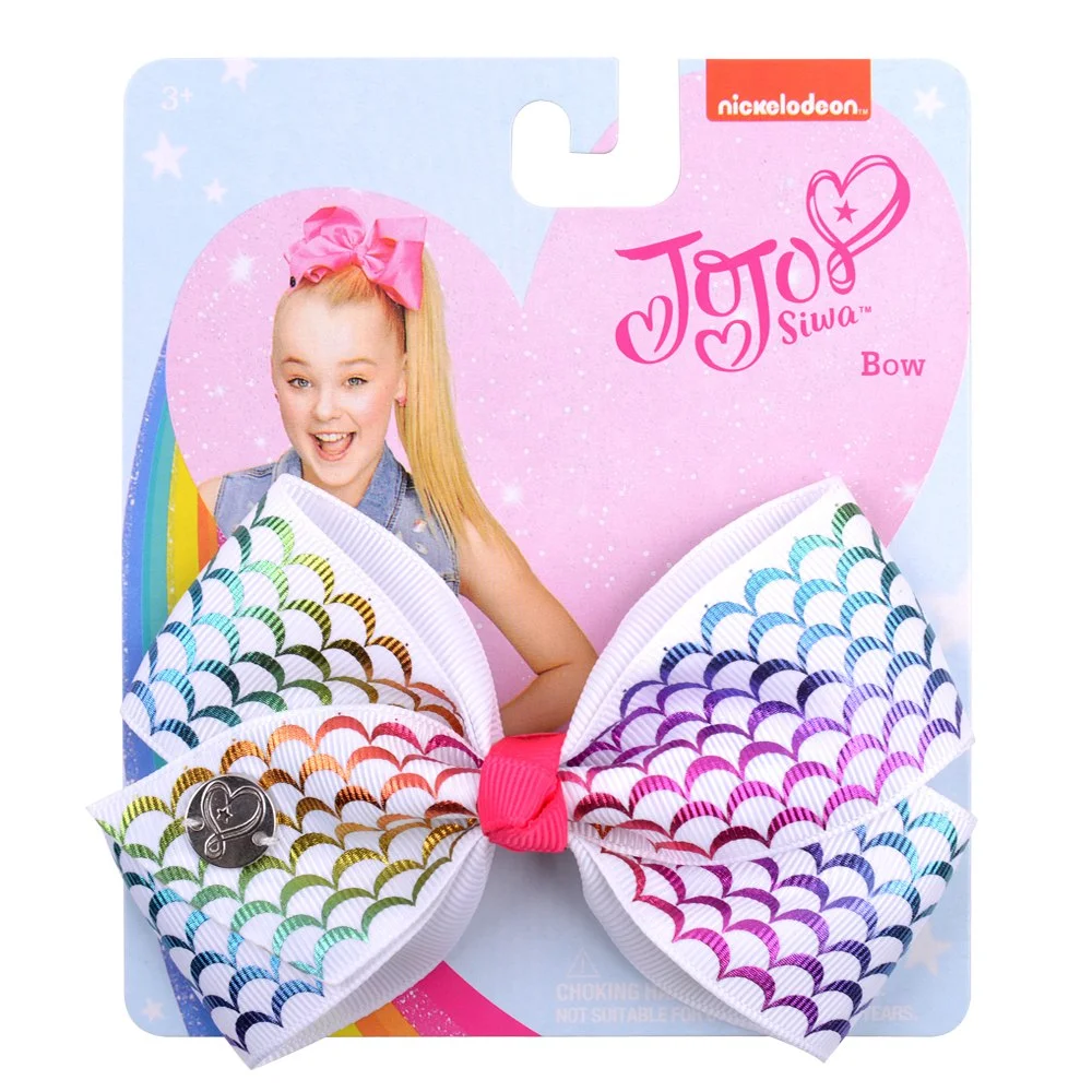 JOJO Bows Jojo Siwa Rainbow Printed Knot Ribbon Bow For Girls Handmade Boutique Hair Clip Children Hair Accessories