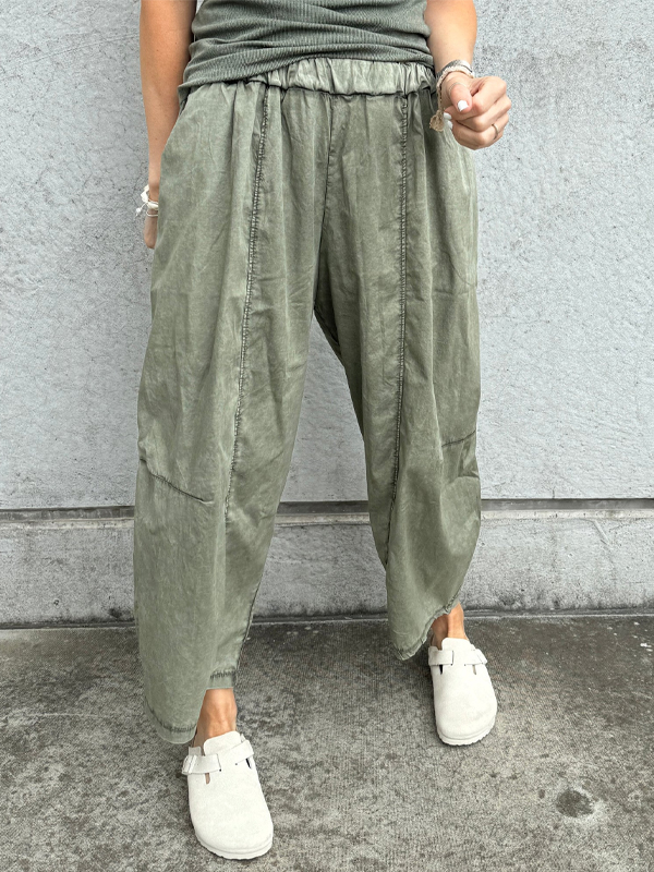 Solid Color Blended Cocoon Cropped Trousers hjn Shicloths