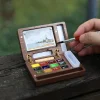 12-Color MINI Walnut Paint Box Watercolor Packaging Portable Sketchbook Travel Watercolor Set