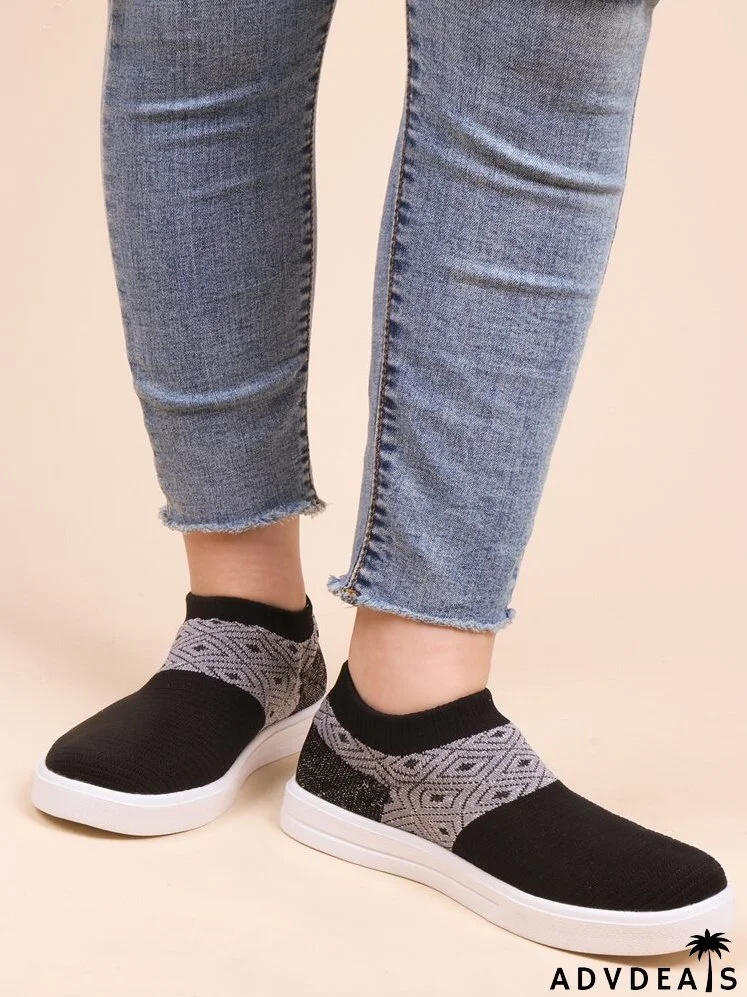Geometric Pattern Slip On Shoes
