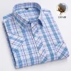 Men's Summer Plaid Cotton Casual Short Sleeve Shirt