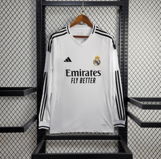 24/25 Real Madrid Home Long Sleeve Football Shirt Thai Quality