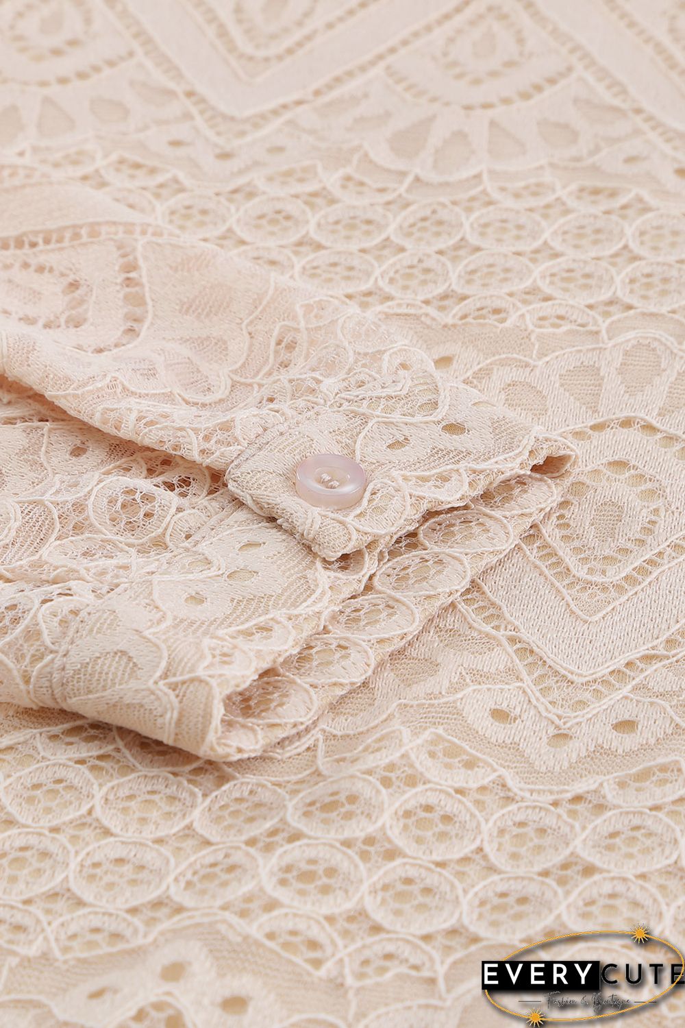 Lace Crochet Ruffle Hollow-out Long Sleeve Top