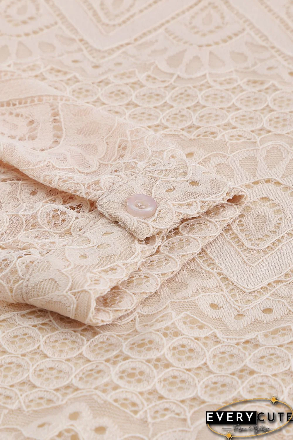 Lace Crochet Ruffle Hollow-out Long Sleeve Top