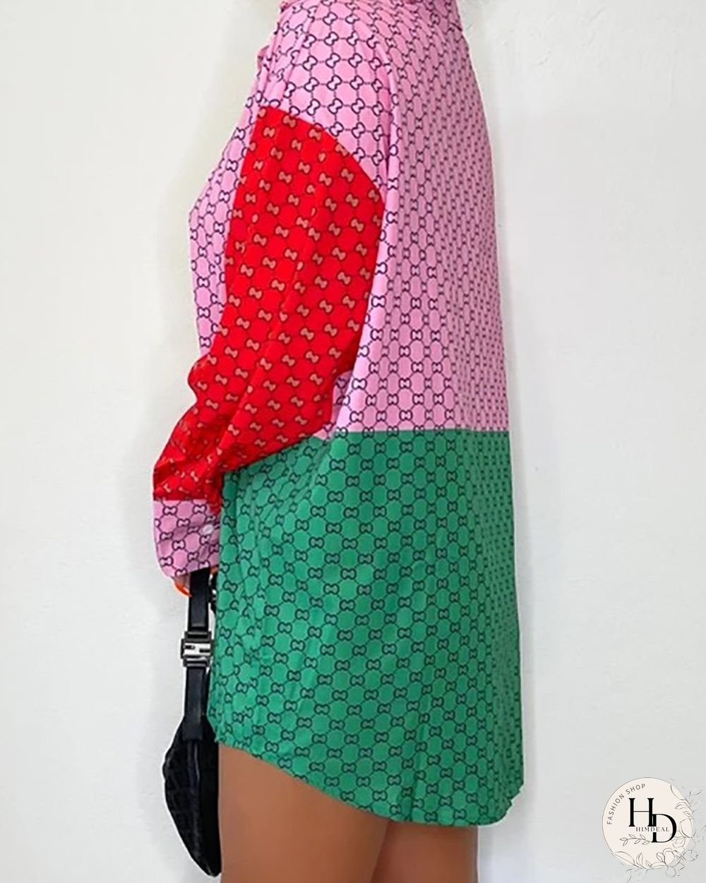 Colorblock Graphic Print Buttoned Shirt