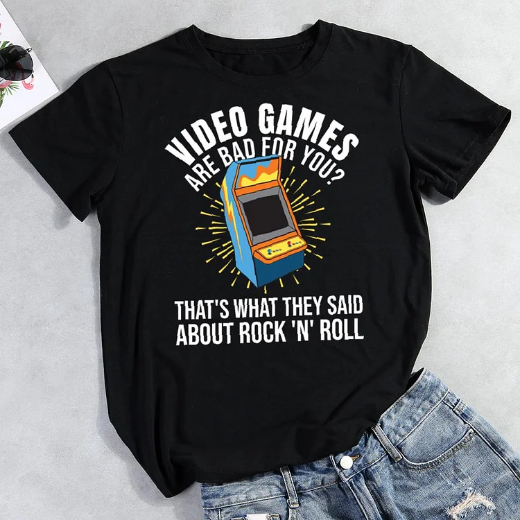 Video Games Are Bad For You Round Neck T-shirt-Annaletters