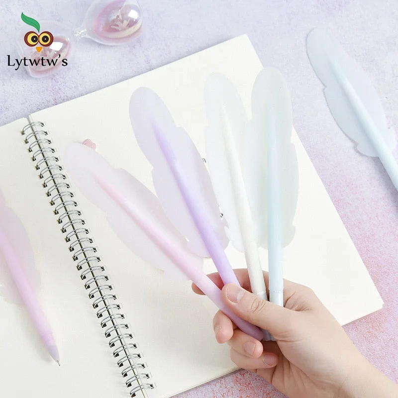 1 Piece Lytwtw's Korean Stationery Cute Soft Silicon Feather Pen Creative School Office Supplies Gift Gel Pens