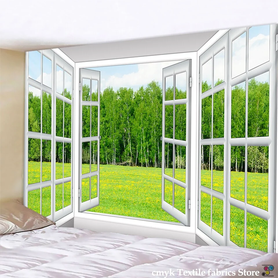 Forest Avenue Outside The Window Printed Tapestry Decorative Mandala Tapestry Indian Home Decor Big Hippie Wall Hanging Blanket