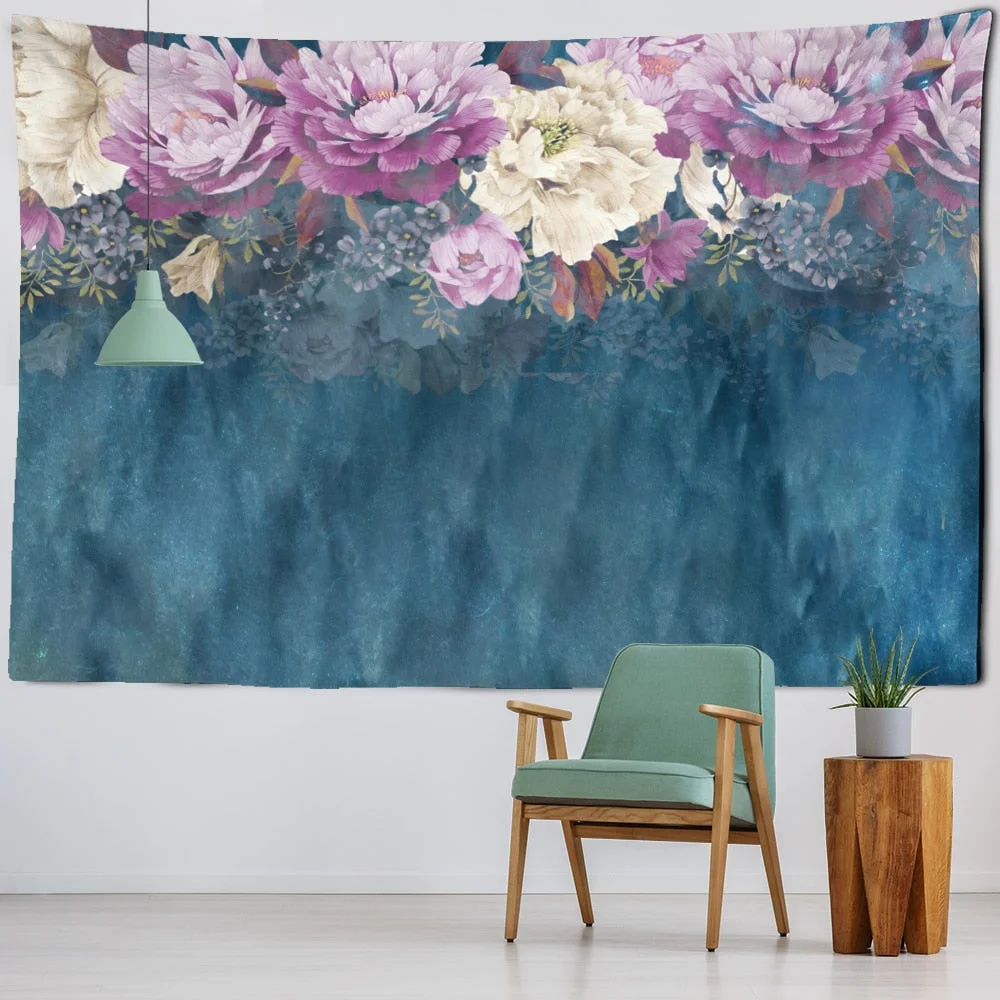 Beautiful Flowers Tapestry Wall Hanging Cloth Tapestries Carpets Dorm Art Decor Polyester Picnic Beach Towel