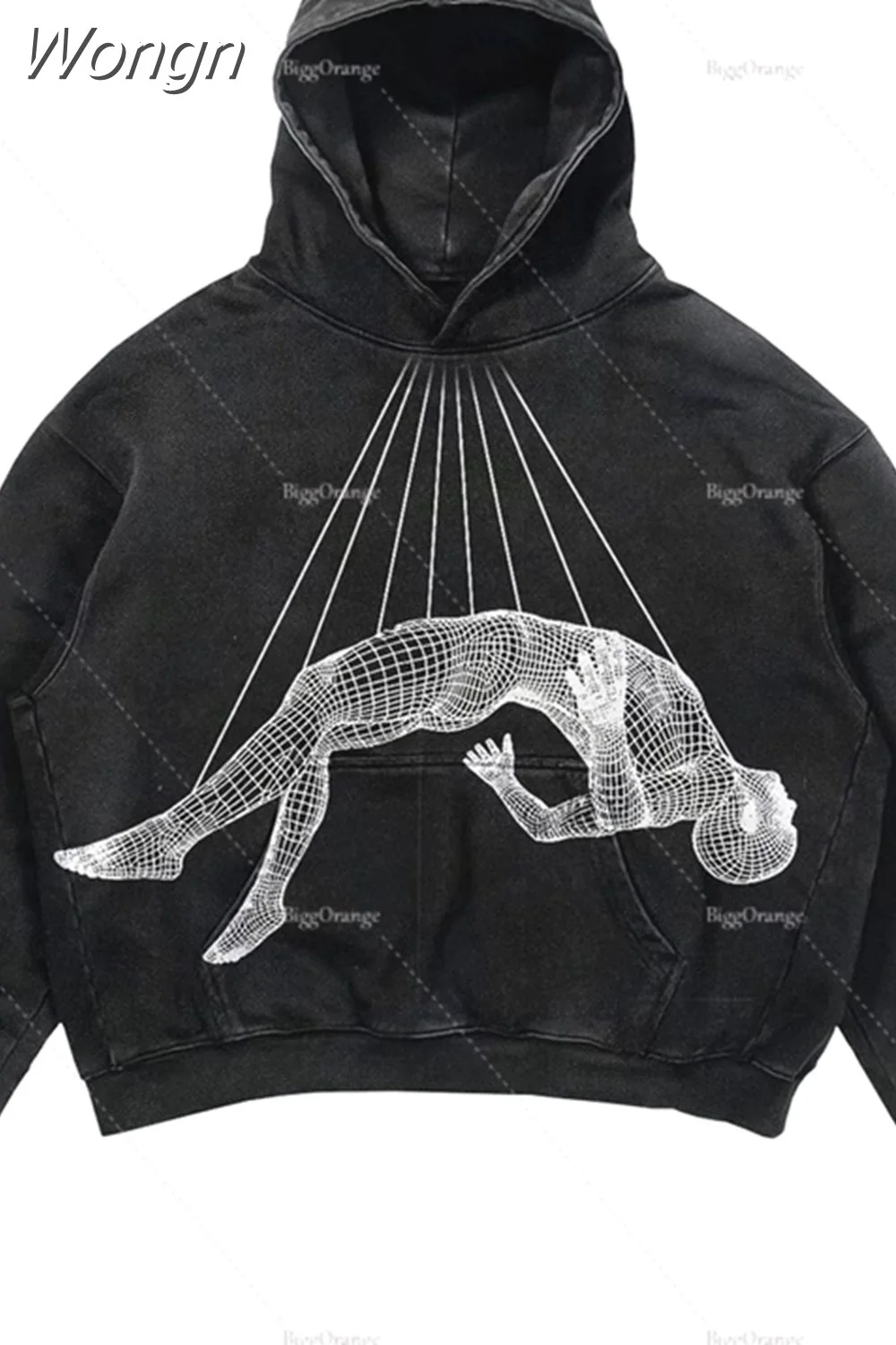 Wongn Gothic Punk Ninja Print Long Sleeve Women Hoodies Couples Hip Hop Streetwear Y2k Grunge Loose Fashion Oversized Hoodie 217-1