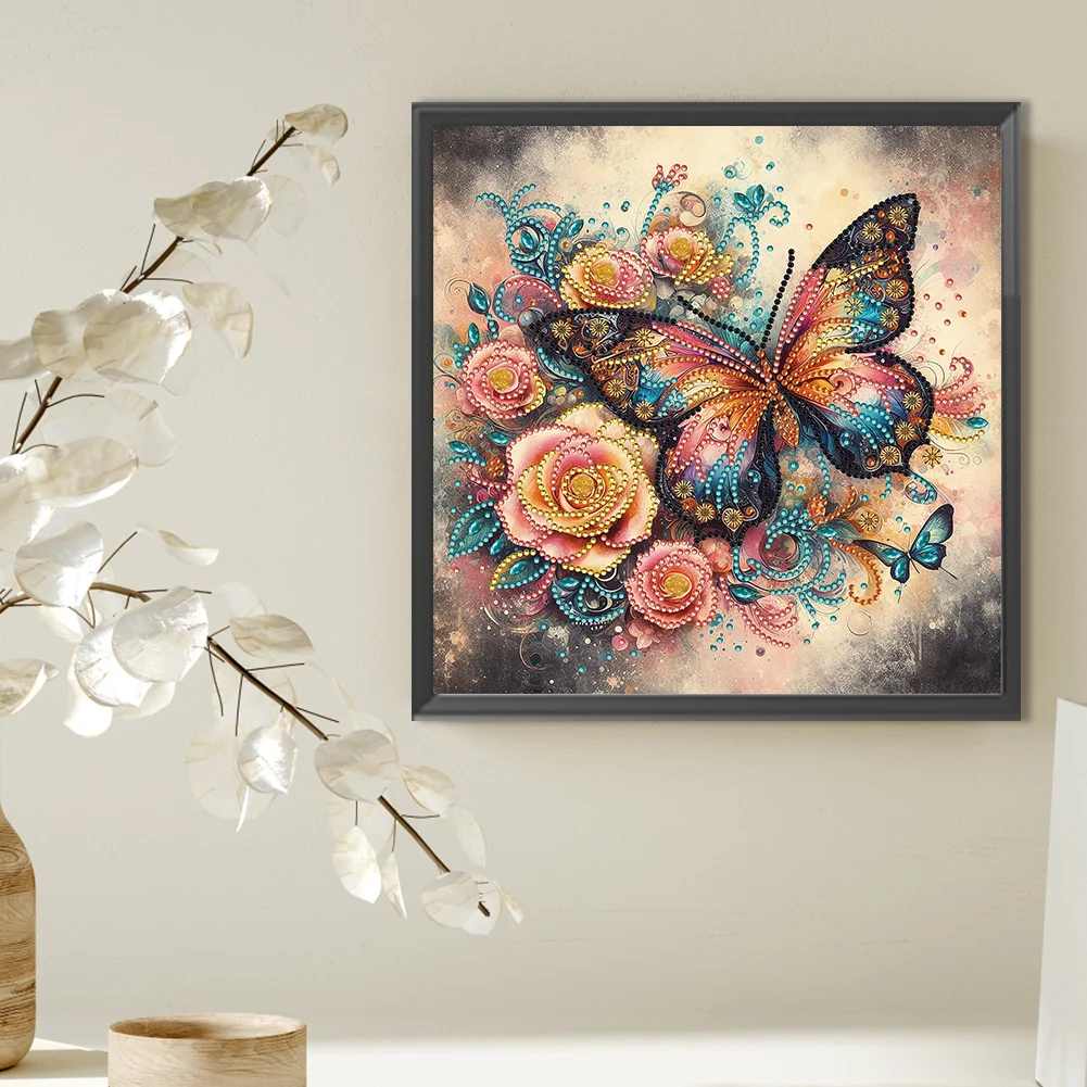 Diamond Painting - Partial Special Shaped Drill - Butterfly(Canvas|30*30cm)