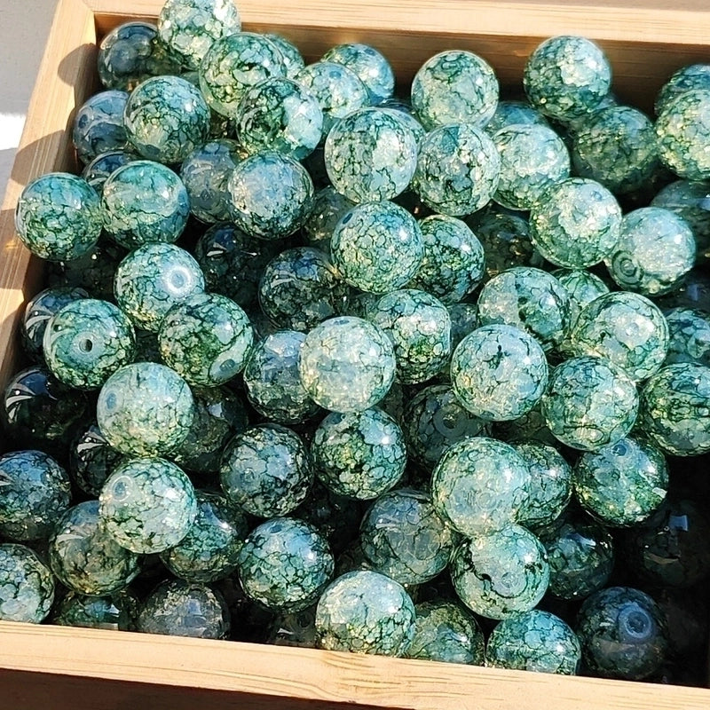 New 8/10mm Water Dyed Protein Jade Broken New Chinese Style Gold Sprinkling Glass Bead DIY Bracelet Ornament Straight Hole Beads Loose Beads