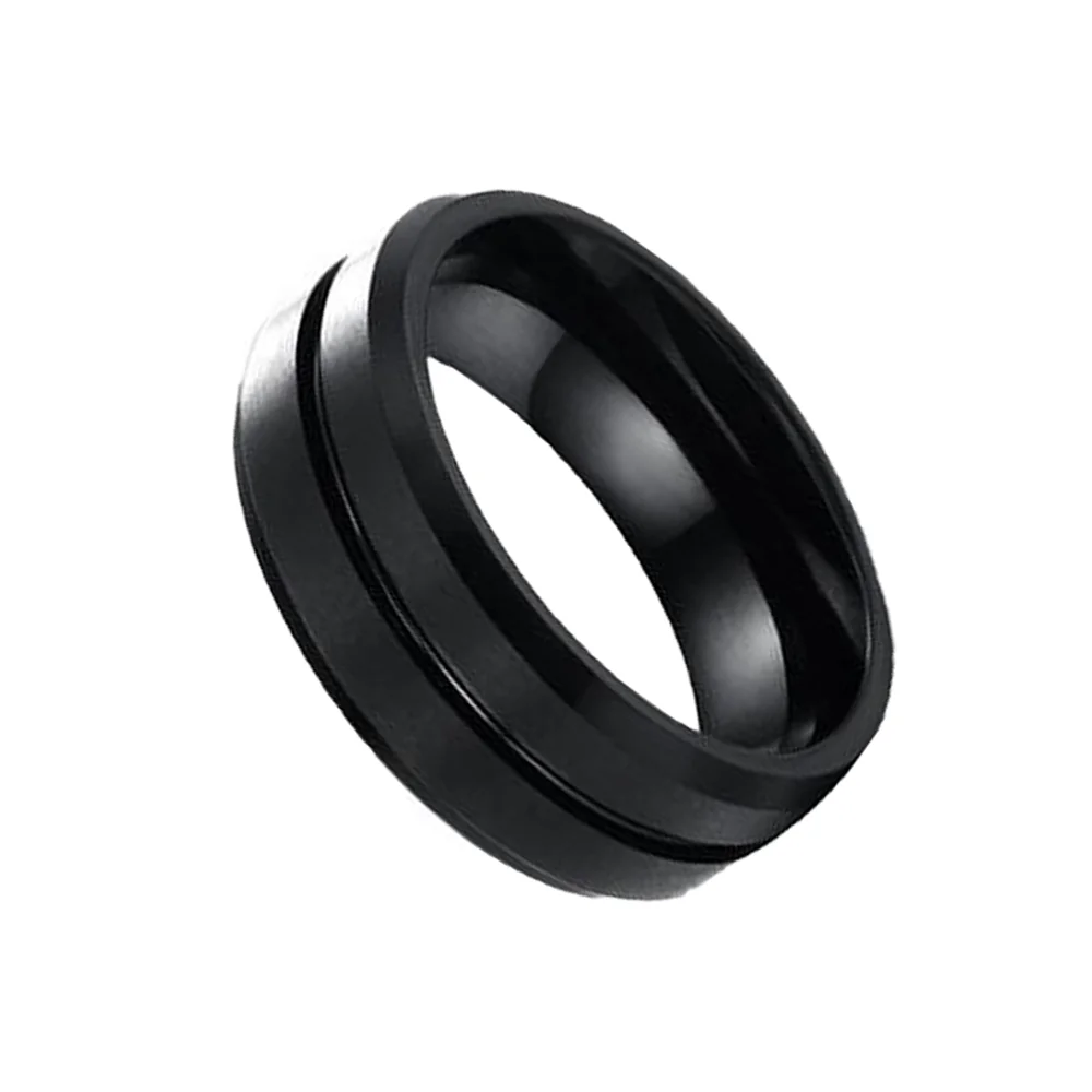 6MM 8MM Black Matte Brushed Tungsten Carbide Rings Center Groove Bevel Edge Men Wedding