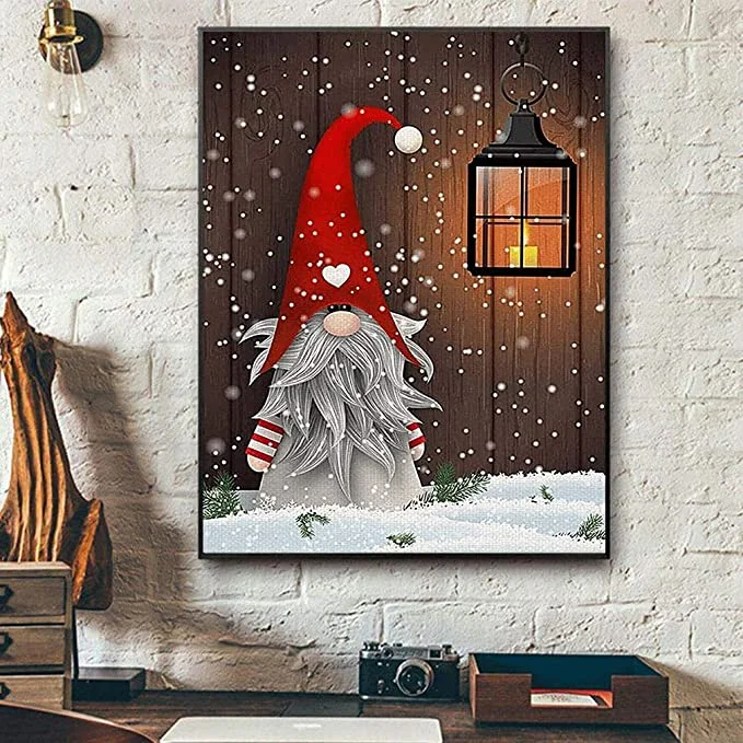 DIY Paint by Numbers Christmas Gnomes Painting Home Decor