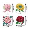 4Pcs Diamond Painting Brooch Diamond Painting Pins Jewelry Kit (Flower)