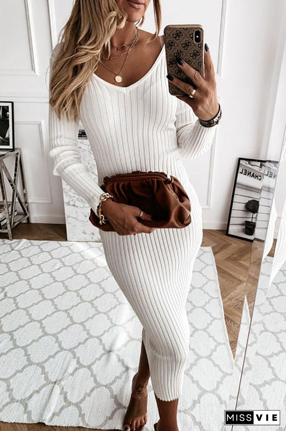 A New Day Ribbed Knit Midi Dress