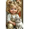 Girl Cat-11CT Stamped Cross Stitch 40*65cm (Big Size)