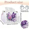 Purple Heart Rose Butterfly DIY PULeather Diamond Painting Tissue Box for Adults Beginners Large Size Diamond Art Paper Storage Holder for Living Room Bedroom Bathroom Table Decor