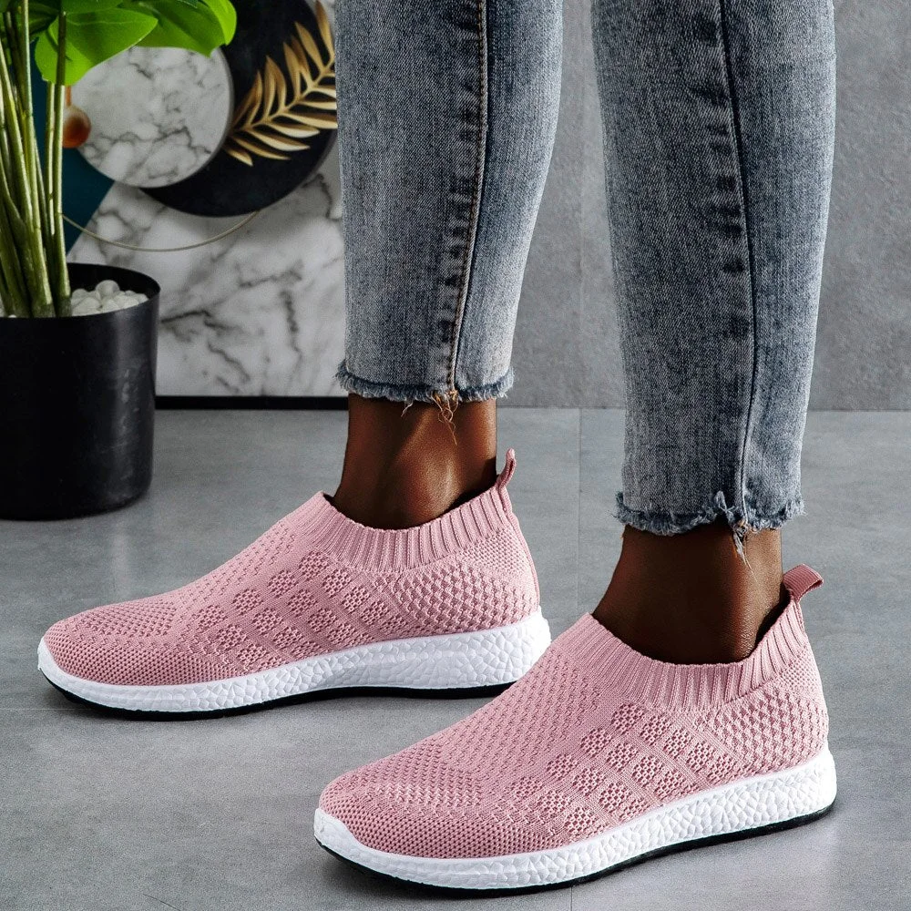 Women Shoes Knitting Sock Sneakers Women Spring Summer Slip On Flat Shoes Women Plus Size Loafers Flats Walking shoes female