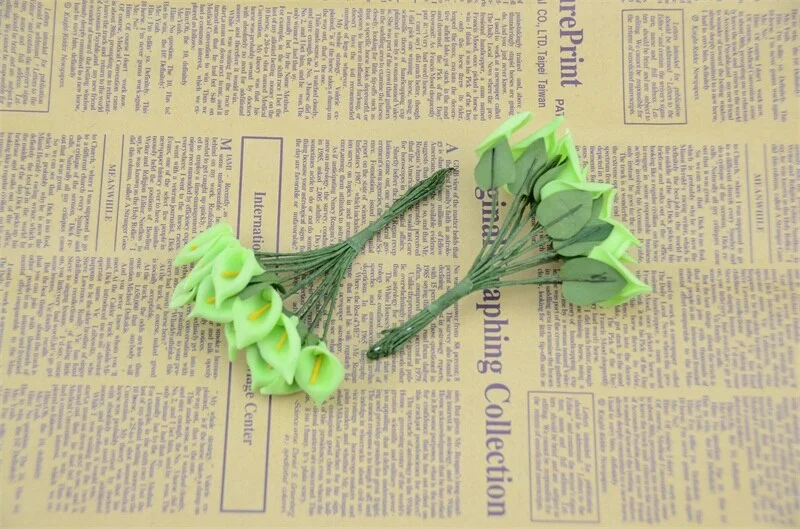 24pcs Real touch PE  Mini Calla lily artificial flowers Heads wedding decoration Multicolor Handmade DIY Scrapbooking