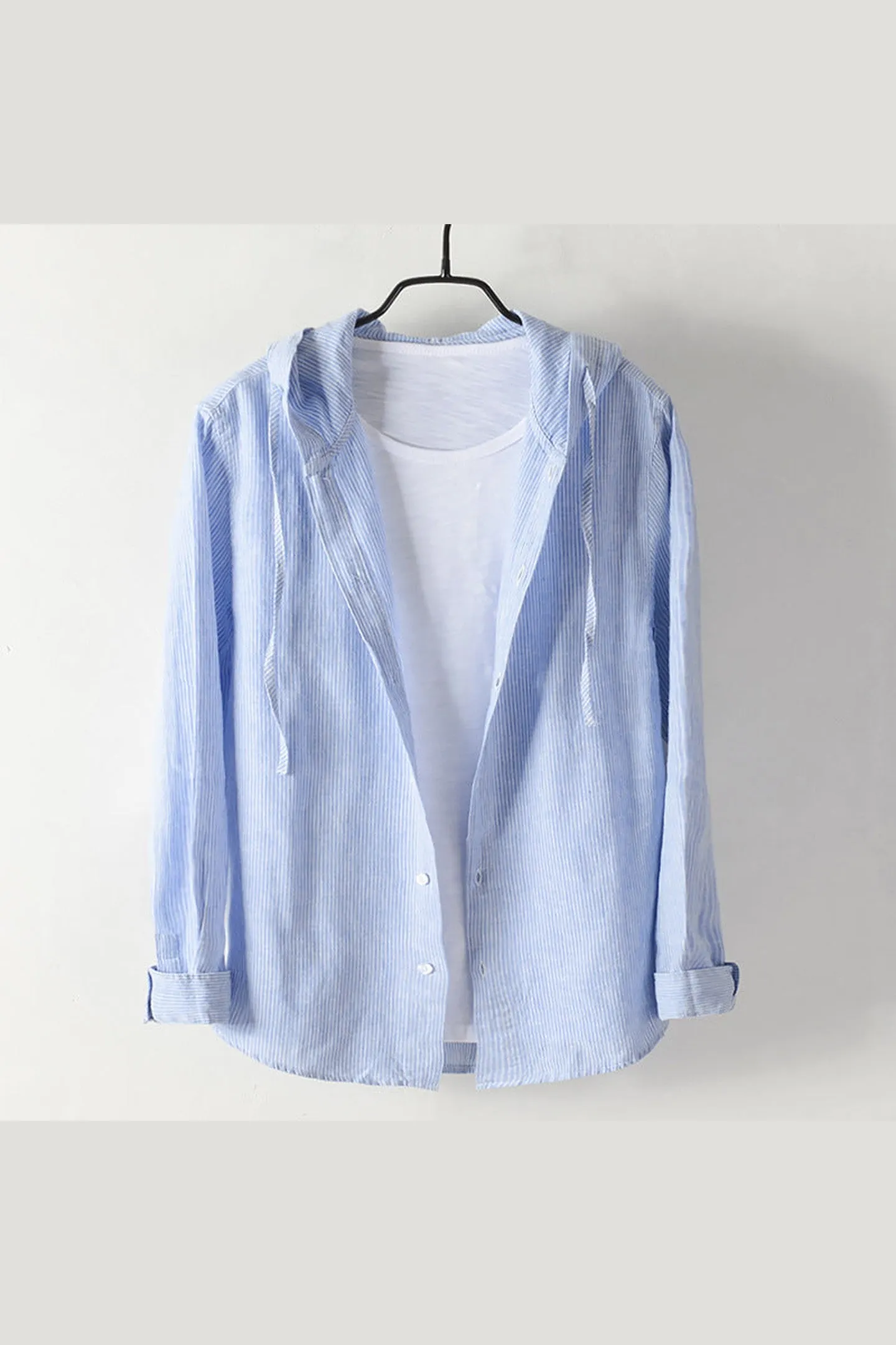 Unisex Hooded Linen Shirt &ndash; Breathable Button-Up for All Seasons