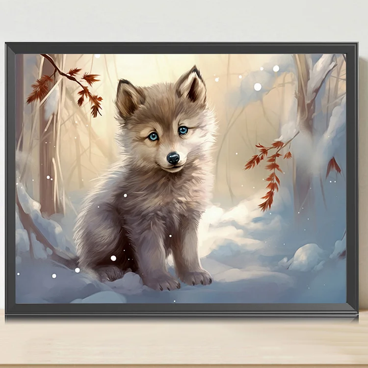 Snow Baby Fox - Animals 5D Diamond Painting - DiamondByNumbers - Diamond  Painting art