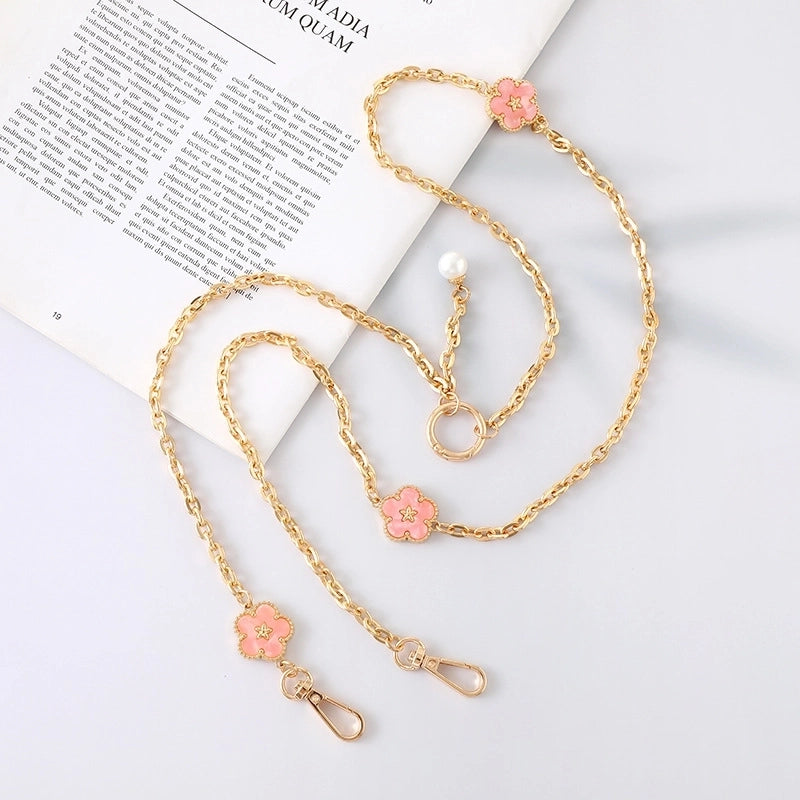IG Style Sweet Minimalist Flower Metal Inlay Pearl Shell Mobile Phone Lanyard