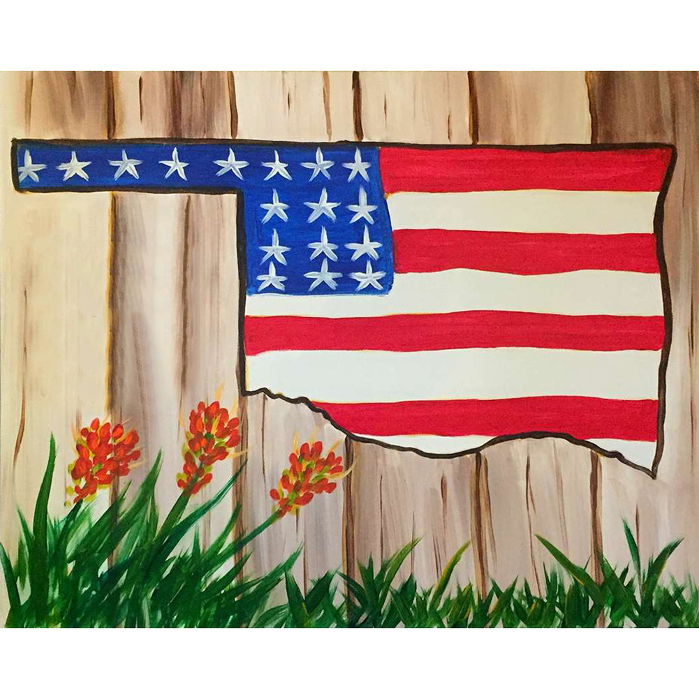 American Flag Sea Fish 30*40cm(canvas) full round drill diamond painting