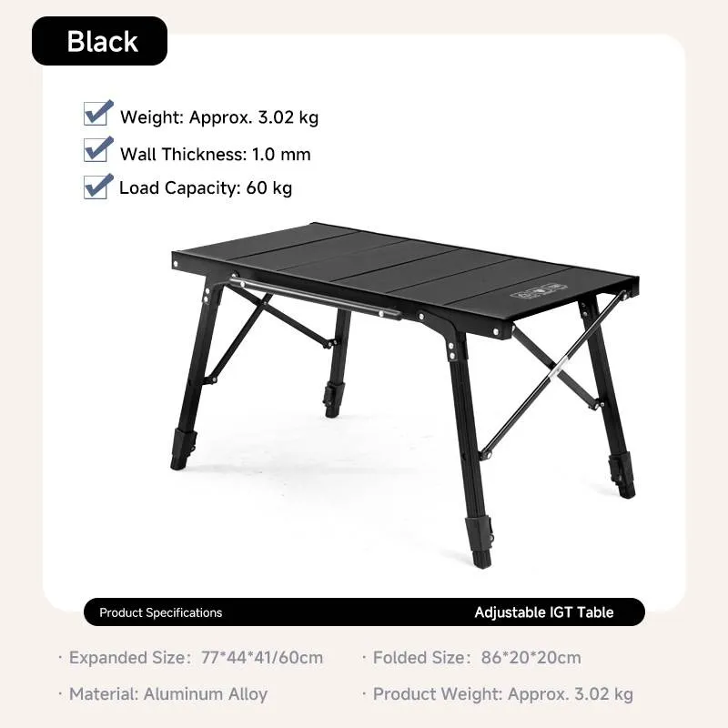 TB9001 Portable Folding Camping Table - Aluminum, Lightweight 