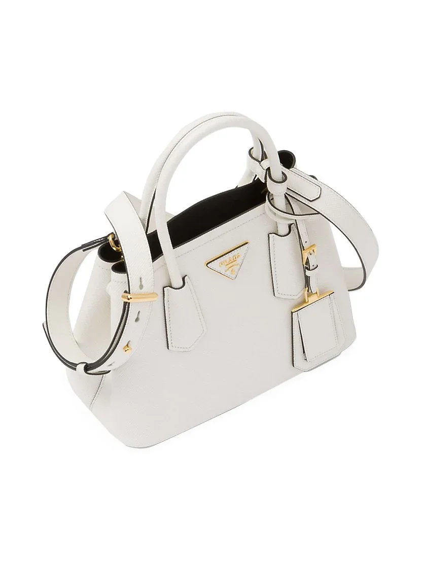 Prada Double Saffiano Leather Mini Bag white