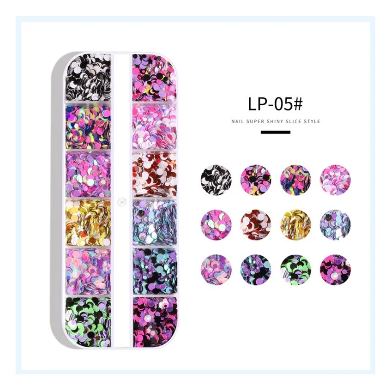 1 Box12 Grids Mixed Nail Art Deco Butterfly Patch Laser Symphony Star Butterfly Fluorescent DIY Nail Art Decoration Sequins