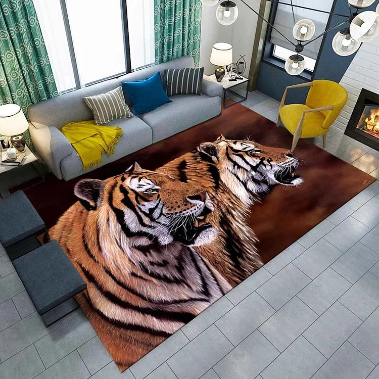 17 Patterns Tiger Print Area Rug Animal Print Flannel Area Rug Mat for Living Room Dining Dorm Room Bedroom Home Decor Play Mat