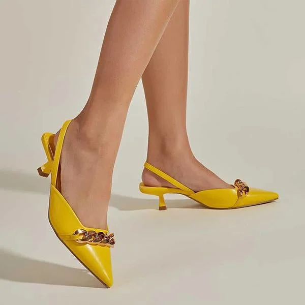 Women's Fashionable Chain Low Heel Pointed Toe Sandals shopify Stunahome.com