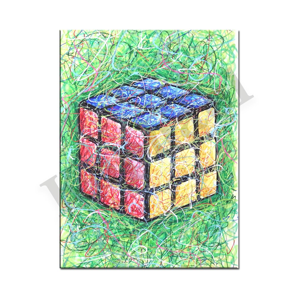 Multitype Rubik's Cube Zigzag Puzzle Kids Geek Art Home Wall Decor Poster