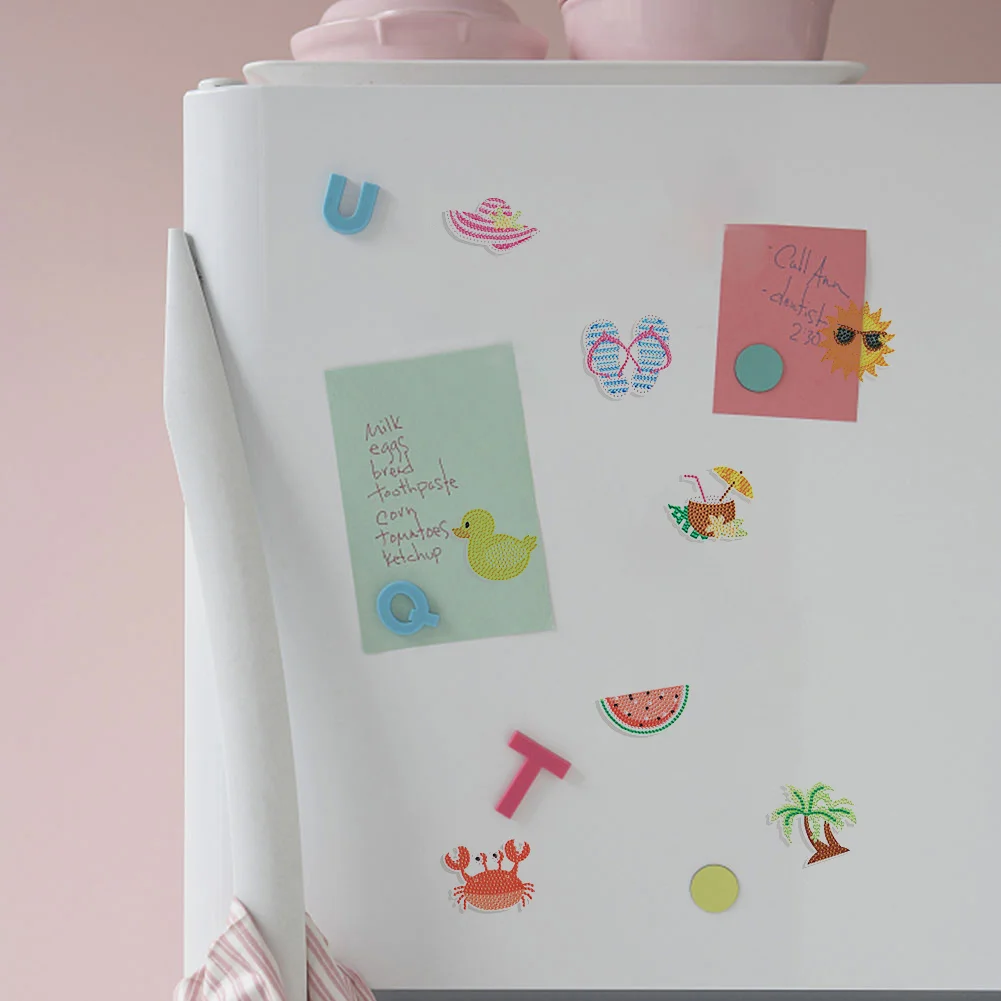 8Pcs DIY Seaside Vacation Special Shape Diamond Painting Fridge Magnet for Home Decor