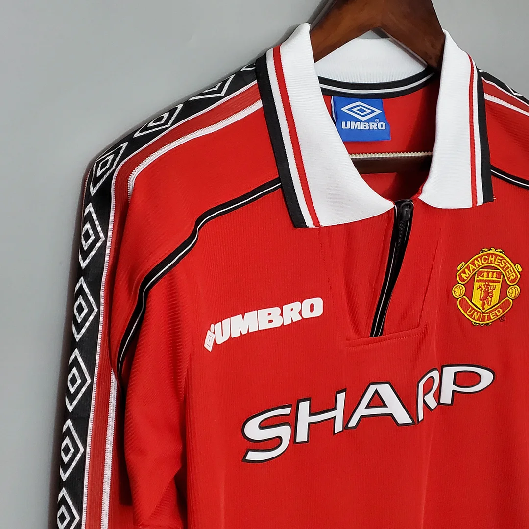 1998-1999 Retro Long Sleeve Manchester United Home Football Shirt 1:1 Thai Quality