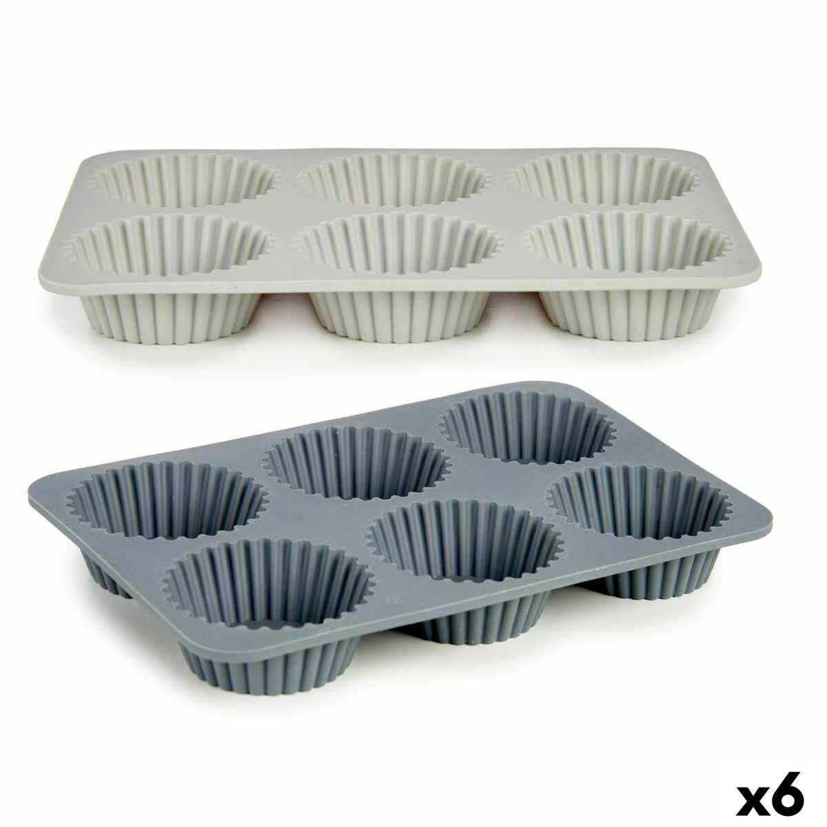 Muffin Tray Kinvara Light grey Dark grey 25,5 x 3 x 17,5 cm Magdalenas (6 Units)