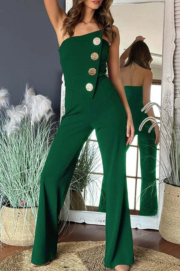 Tube Top Irregular Design Loose Jumpsuit