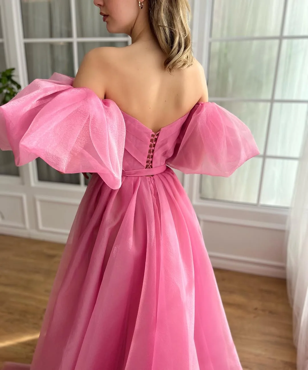 Dreamy Princess Puff Sleeves Split Evening Dress ZT0367